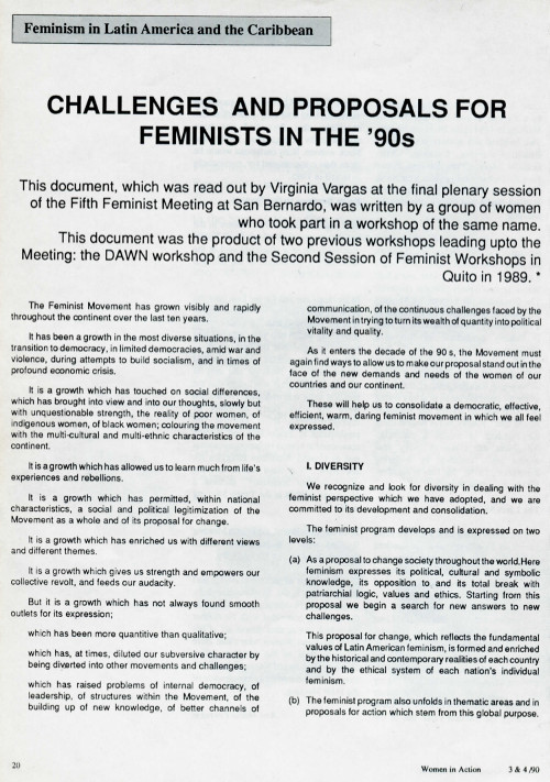 Cover of Challenges and Proposals for Feminists in the '90s