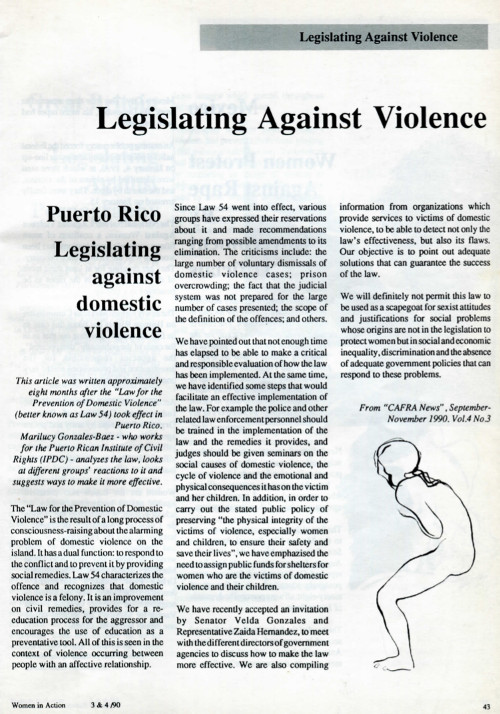 Cover of Puerto Rico: Legislating against domestic violence