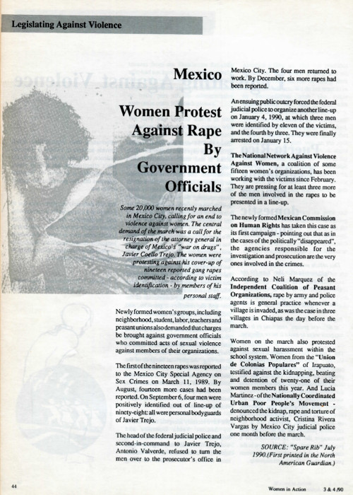 Cover of Mexico: Women Protest Against Rape By Government Officials