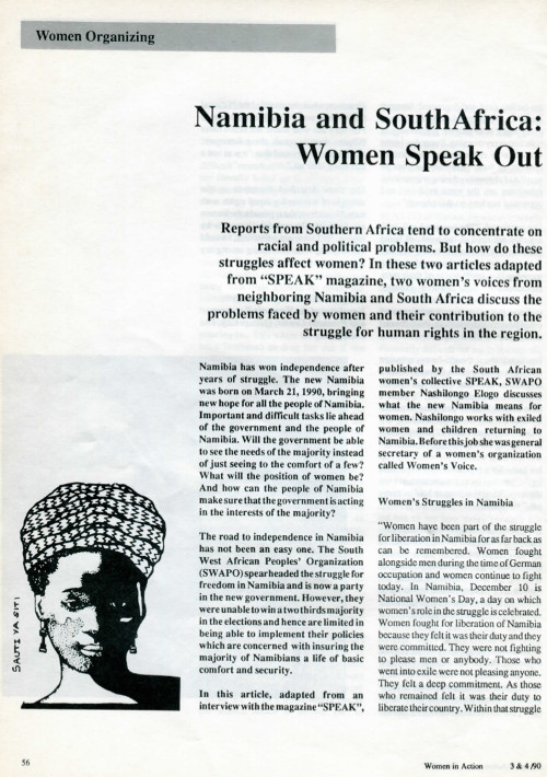 Cover of Namibia and South Africa: Women Speak Out