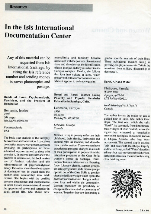 Cover of In the Isis International Documentation Center