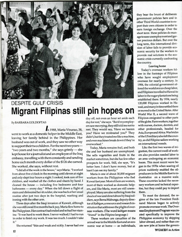 Cover of Despite gulf crisis: migrant Filipinas still pin hopes on