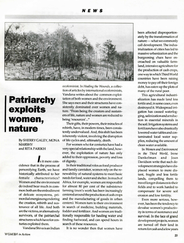 Cover of Patriarchy exploits women, nature