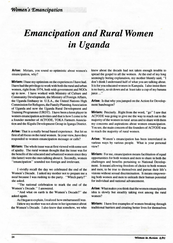 Cover of Emancipation and rural women in Uganda