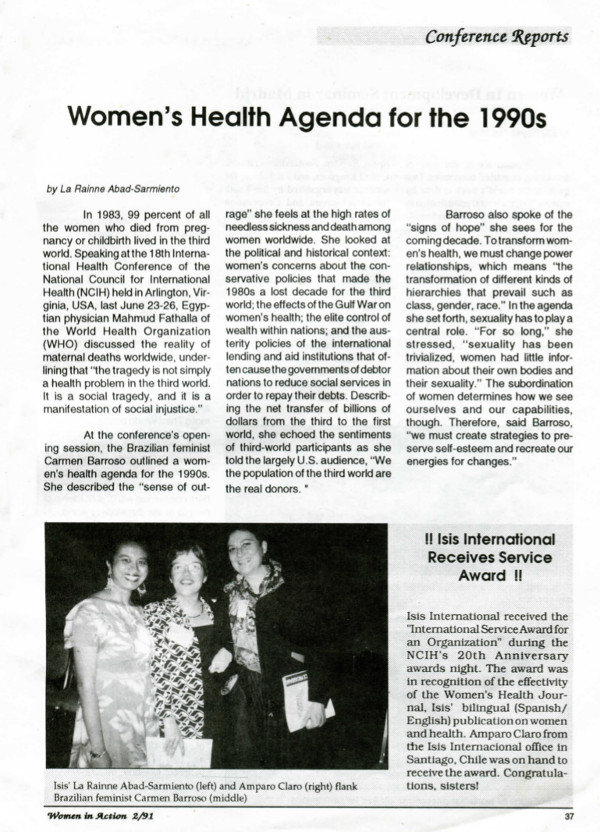 Cover of Women's Health Agenda for the 1990s