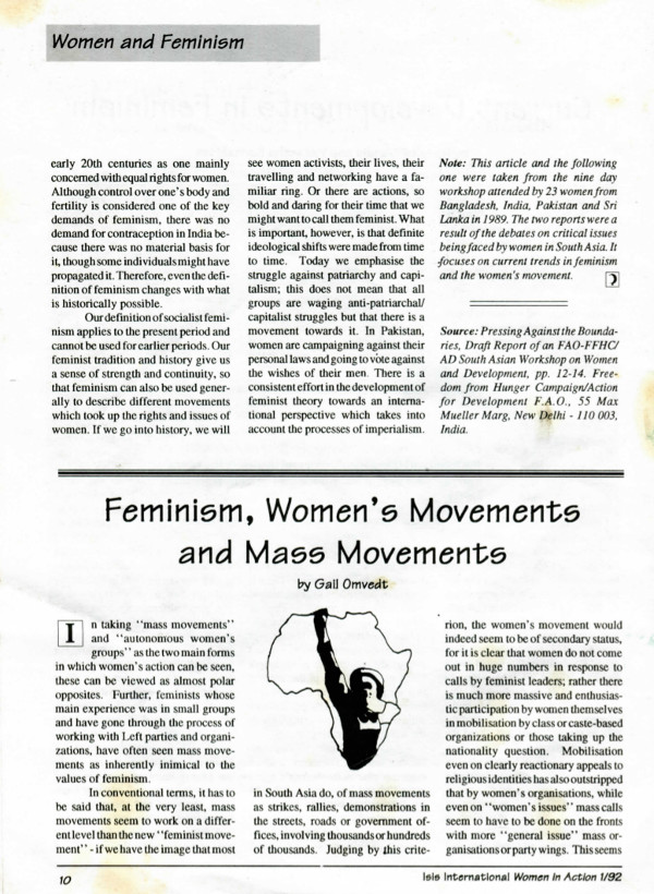 Cover of Feminism, women's movements and mass movements