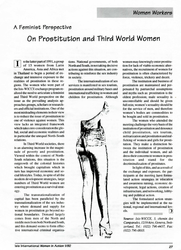 Cover of A Feminist perspective: on prostitution and third world women