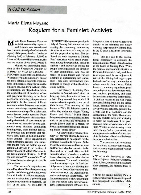 Cover of Maria Elena Moyano Requiem for a Feminist Activist