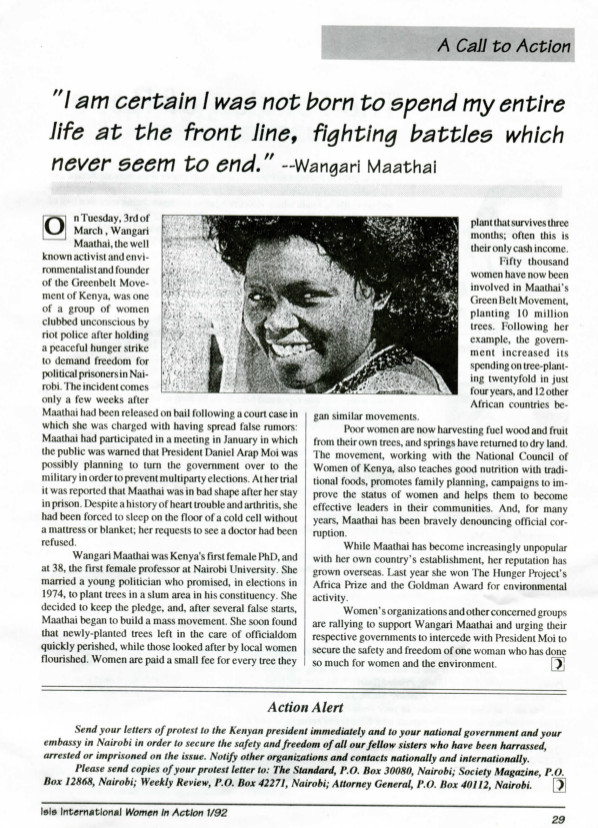 Cover of I am certain I was not born to spend my entire life at the front line, fighting battles which never seem to end. -- Wangari Maathai