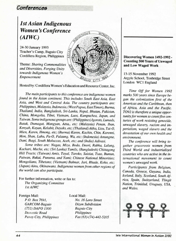 Cover of 1st Asian Indigenous Women's Conference (AIWC)