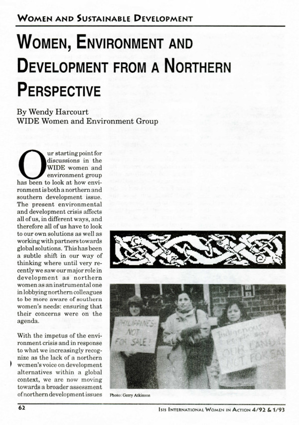 Cover of Women, Environment and Development from a Northern Perspective