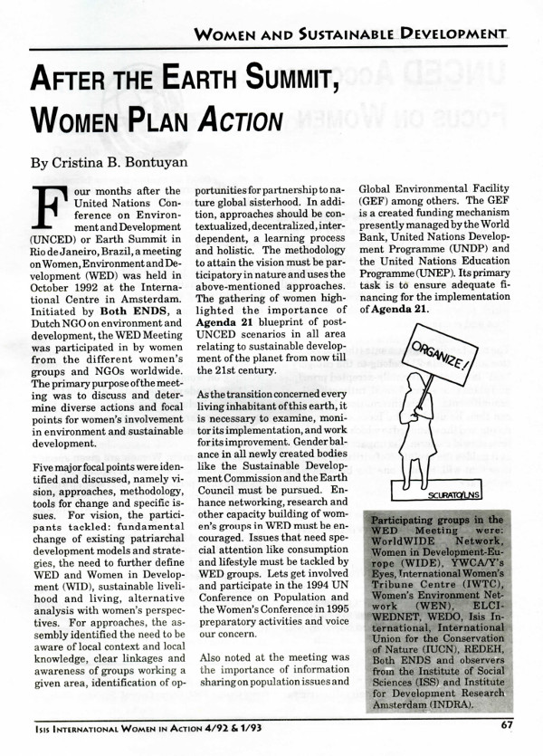 Cover of After the Earth Summit, Women Plan Action