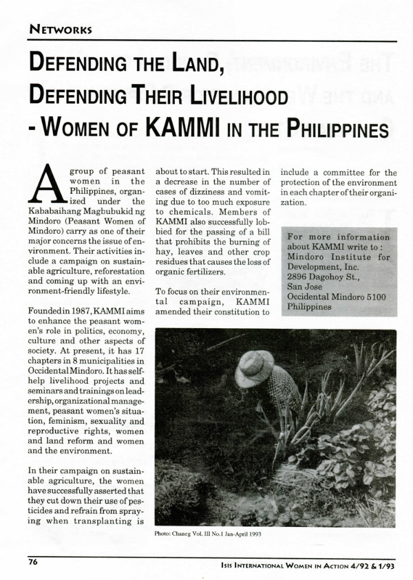 Cover of Defending the Land, Defending their Livelihood - Women of KAMMI in the Philippines