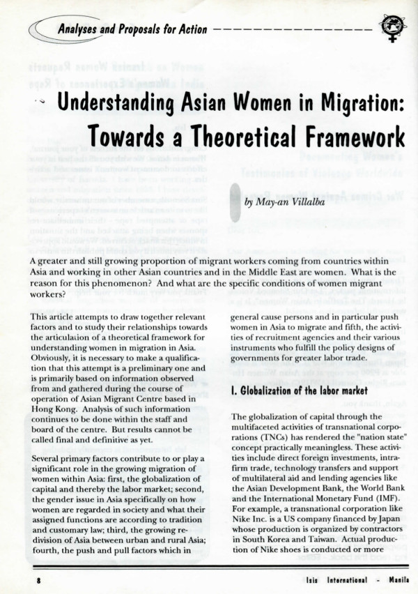 Cover of Understanding Asian women in Migration: towards a theoretical framework