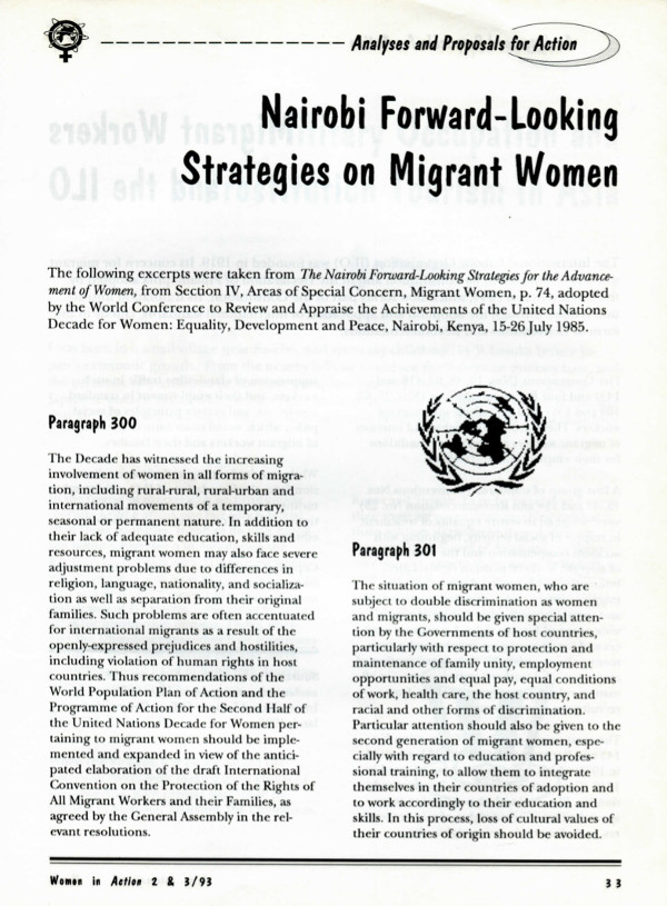 Cover of Nairobi forward-looking strategies on migrant women