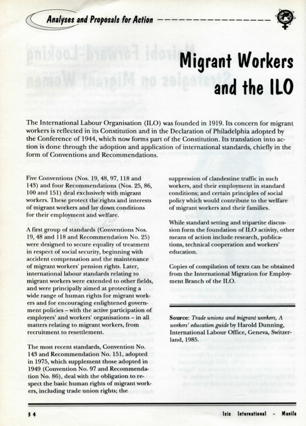 Cover of Migrant workers and the ILO