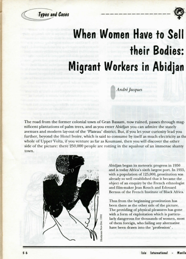 Cover of When Women have to sell their bodies: migrant workers in Abidjan