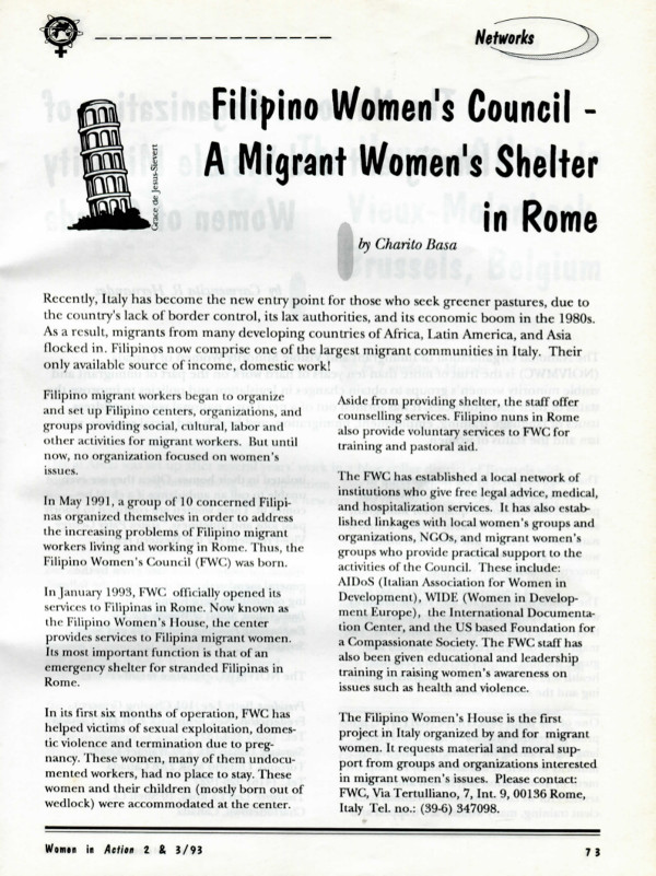 Cover of Filipino Women's Council - A Migrant Women's Shelter in Rome