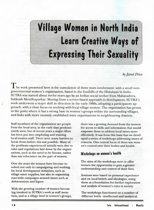 Cover of Village women in North India learn creative ways of expressing their sexuality