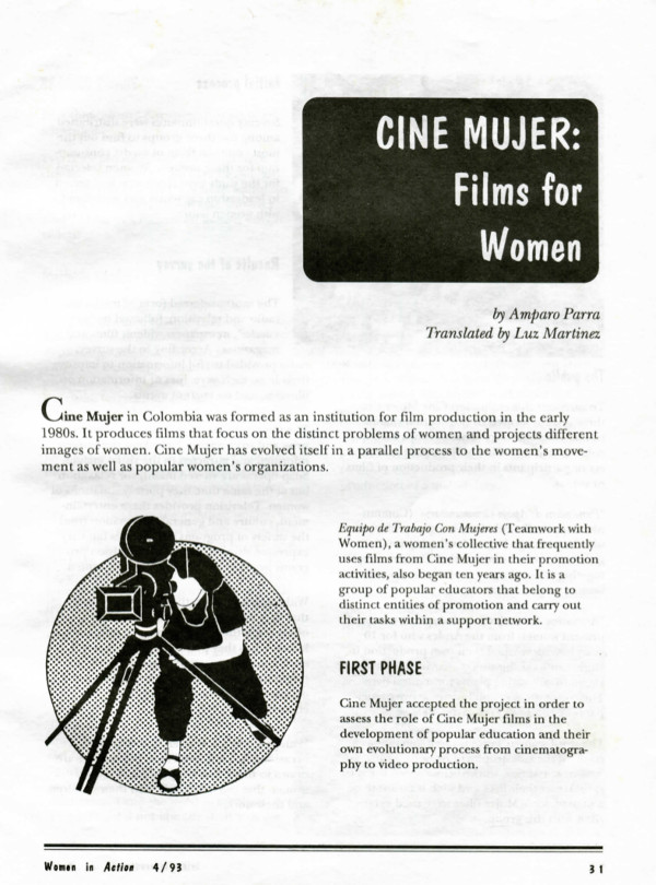 Cover of Cine Mujer: films for women