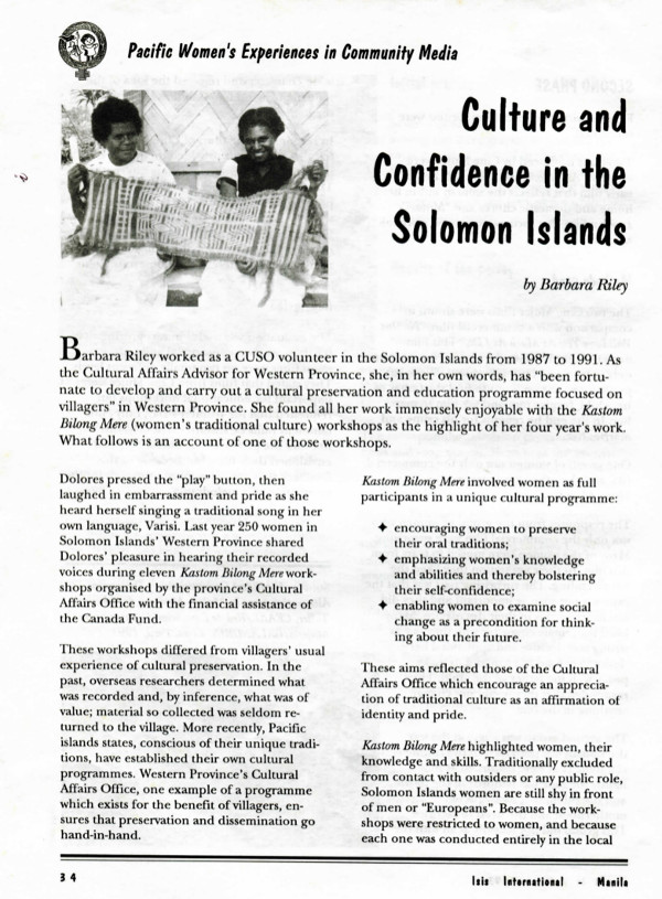 Cover of Culture and confidence in the Solomon Islands