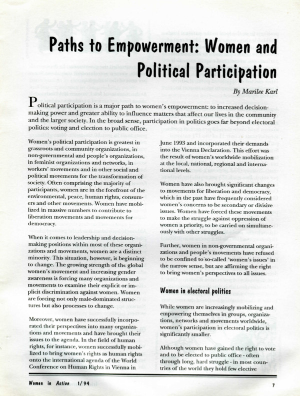 Cover of Paths to empowerment: women and political participation