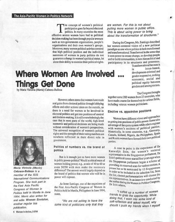 Cover of Where Women are involved ... things get done