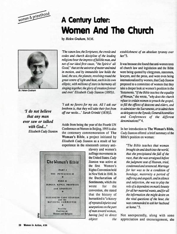 Cover of A Century later: women and the church