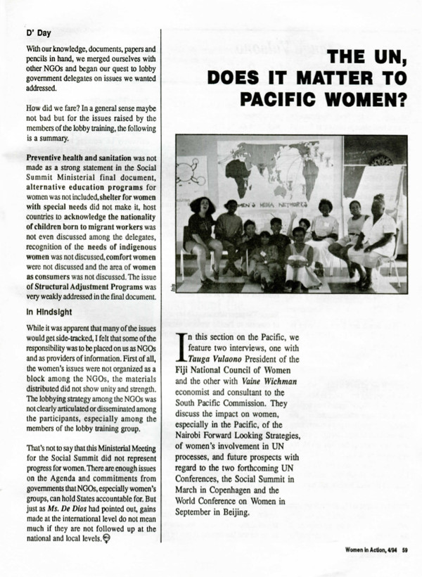 Cover of The UN, does it matter to Pacific women?