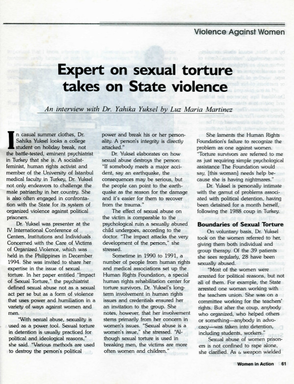 Cover of Expert on sexual torture takes on State violence