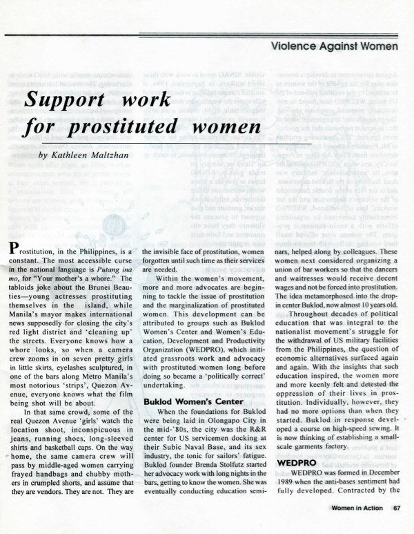 Cover of Support work for prostituted women