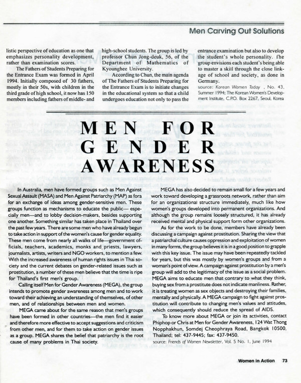 Cover of Men for Gender Awareness