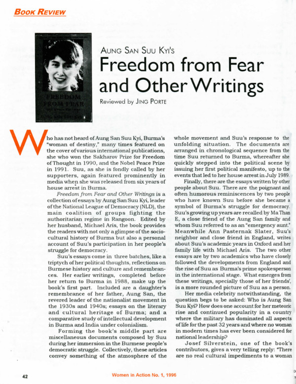 Cover of Reviews: Aung San Suu Kyi's Freedom from Fear and Other Writings