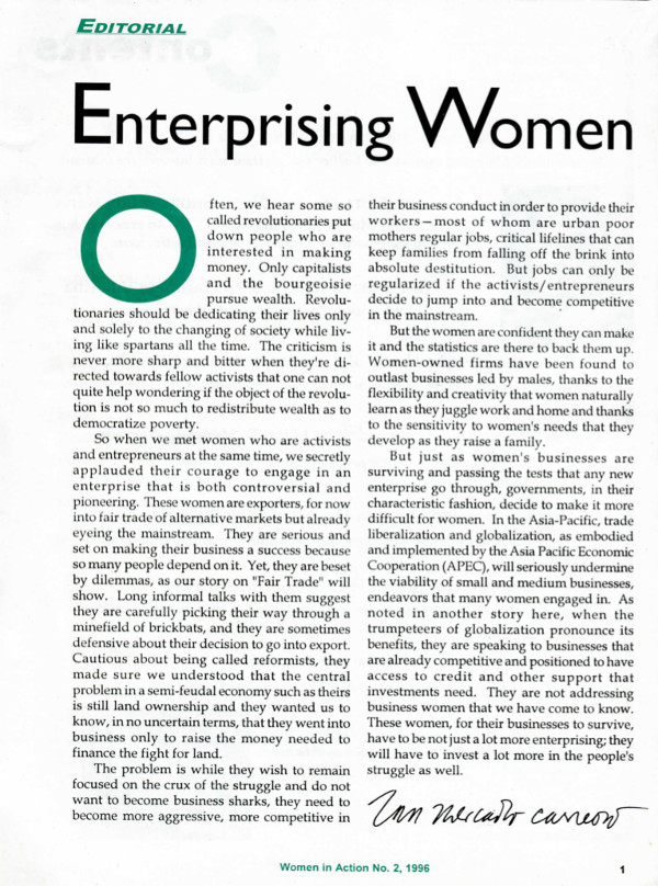 Cover of Enterprising Women (editorial)