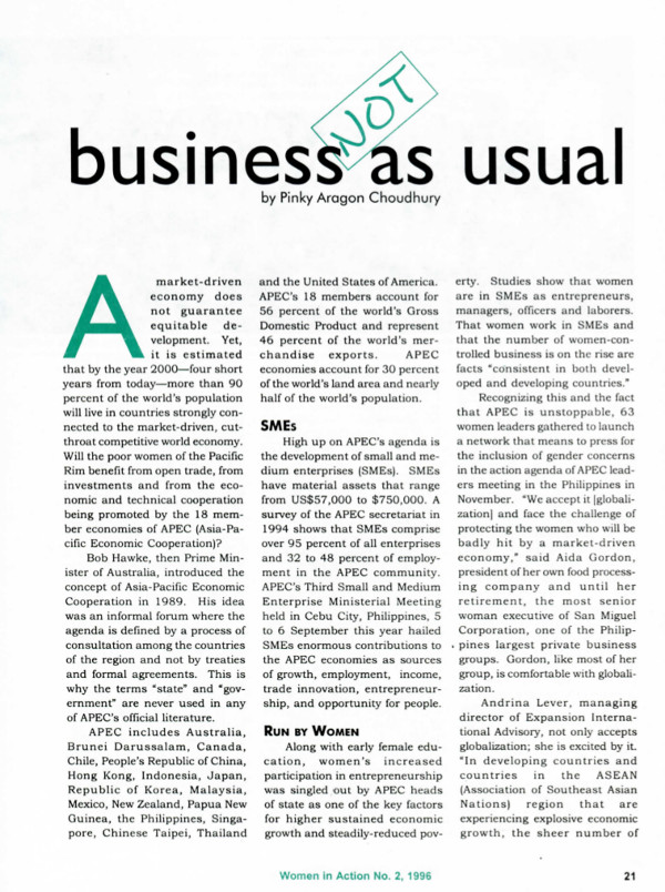 Cover of Business Not As Usual