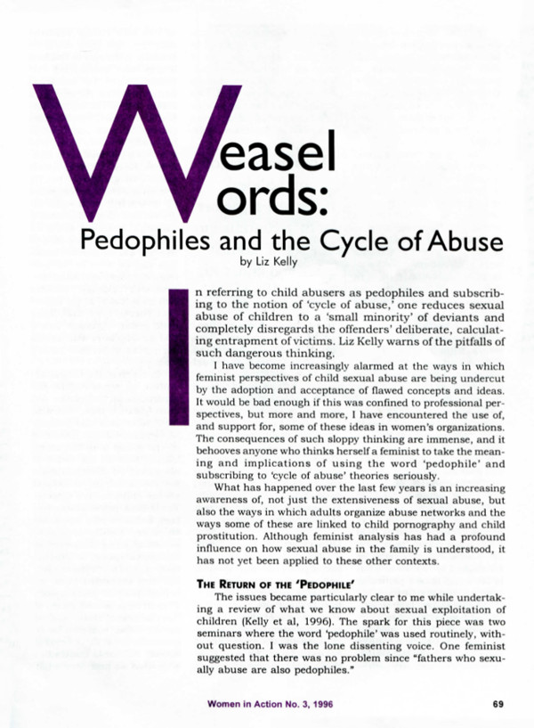 Cover of Weasel Words: Pedophiles and the Cycle of Abuse