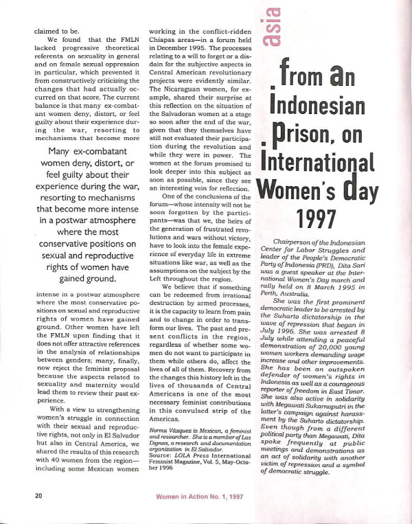 Cover of From an Indonesian prison, on International Women's day 1997