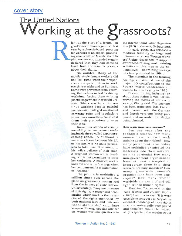 Cover of The United Nations: working at the grassroots