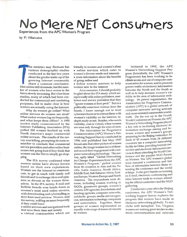 Cover of No mere Net consumers