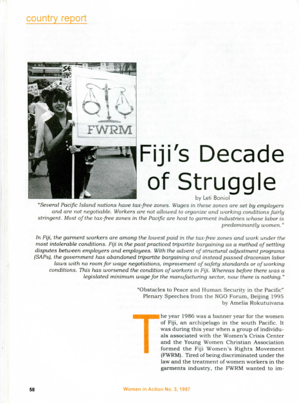 Cover of Fiji's Decade of Struggle