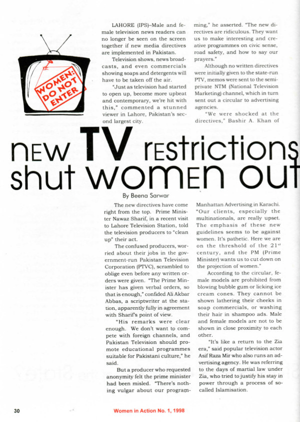 Cover of New TV Restrictions Shut Women Out