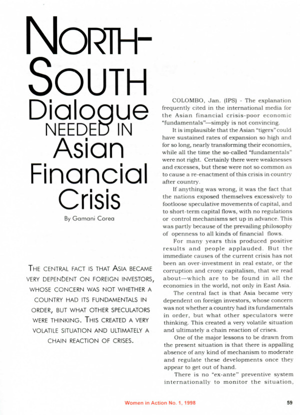 Cover of North-South Dialogue Needed in Asian Financial Crisis