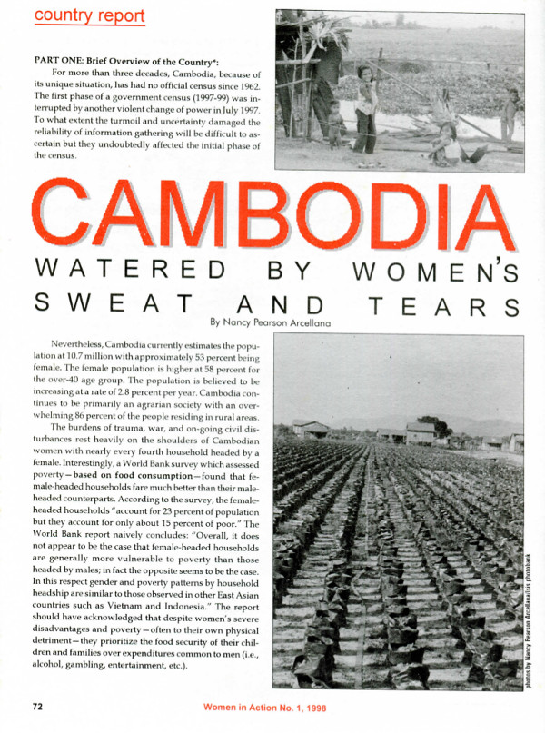 Cover of Cambodia Watered by Women's Sweat and Tears