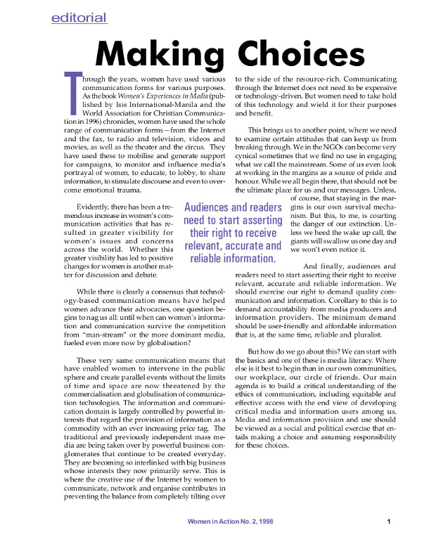 Cover of Making Choices (editorial)