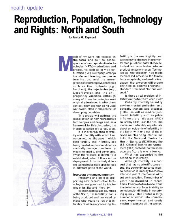 Cover of Health update: Reproduction, population, technology and rights: North and South