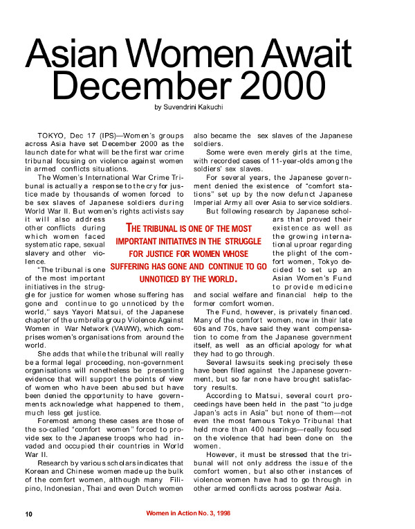 Cover of Asian women await December 2000