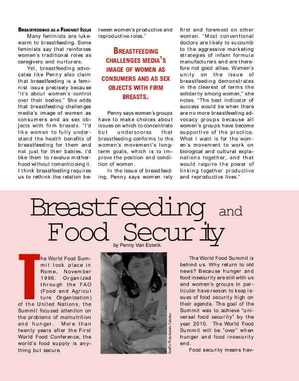 Cover of Breastfeeding and food security