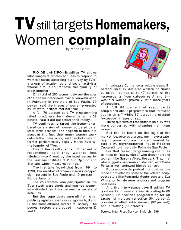 Cover of TV still targets homemakers, women complain