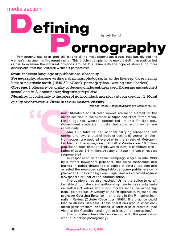 Cover of Defining pornography