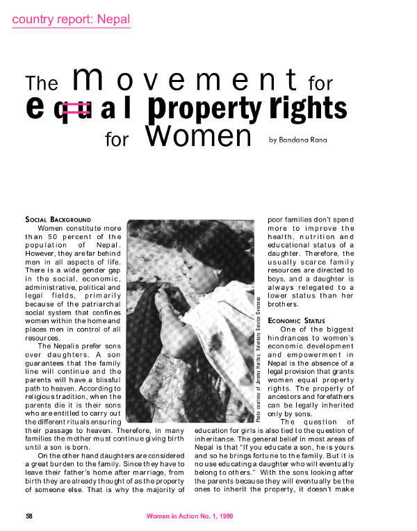 Cover of The Movement for equal property rights for women